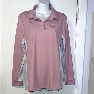 PETER JENSEN LONDON Light Pink Long Sleeve Golf Polo Shirt-L